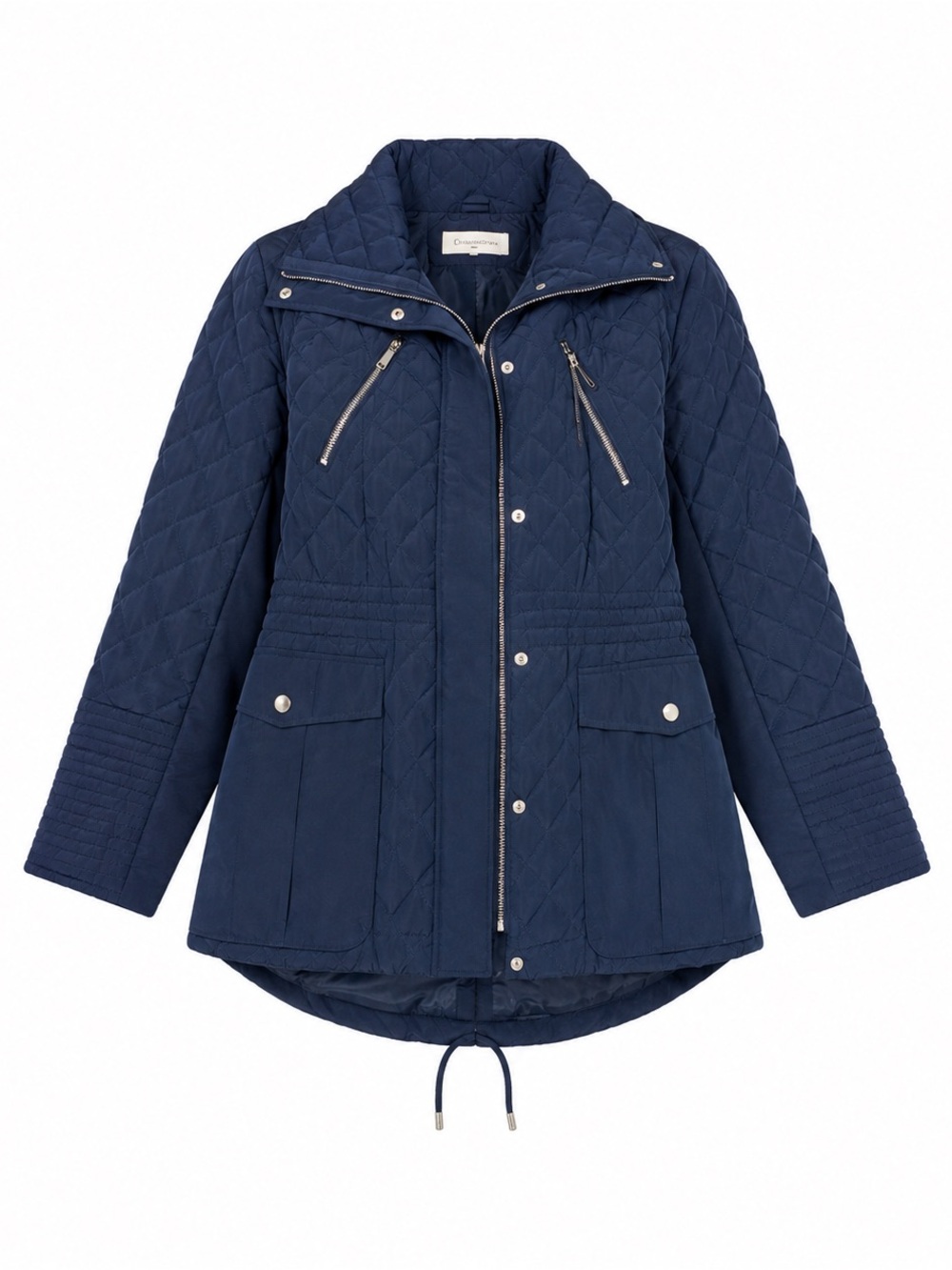 BCBGeneration Quilted Navy Puffer Jacket with Zip & Snap Details